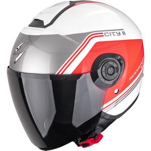 Odprta motoristična čelada Scorpion EXO-CITY II Vita belo-rdeča