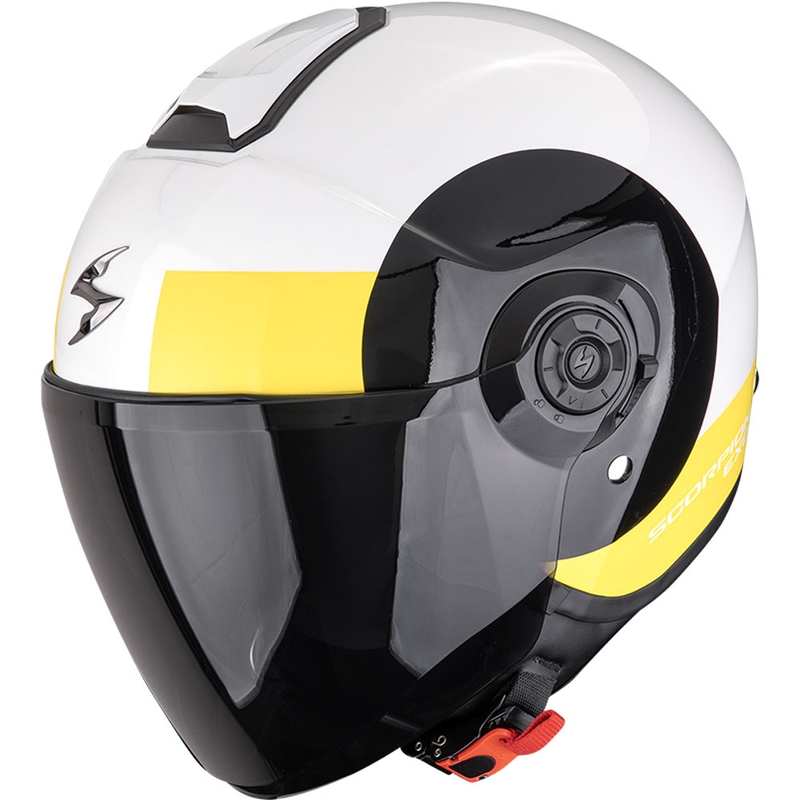 Scorpion EXO-CITY II Prozorna odprta motoristična čelada belo-črno-rumena