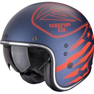 Moto čelada Scorpion Belfast Dawg z odprtim obrazom, mat modro-rdeča