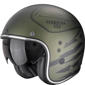 Moto čelada Scorpion Belfast Dawg z odprtim obrazom, mat zelena