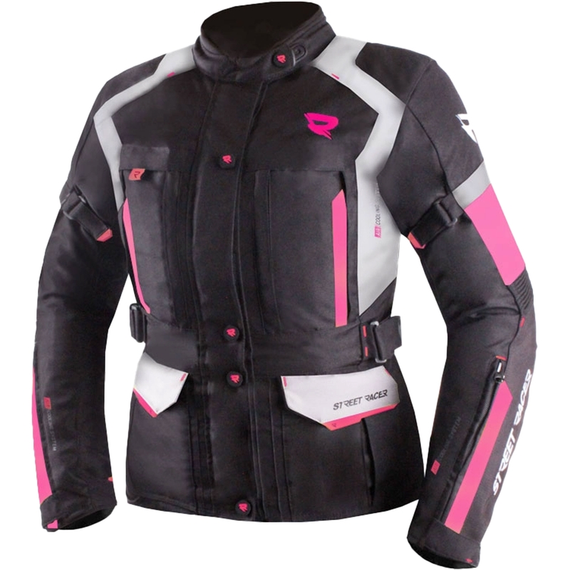 Ženska motoristična jakna Street Racer Hilax črno-sivo-roza