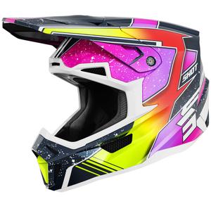 Motokros čelada Shot Lite Racing biserno modro-fluo rumena