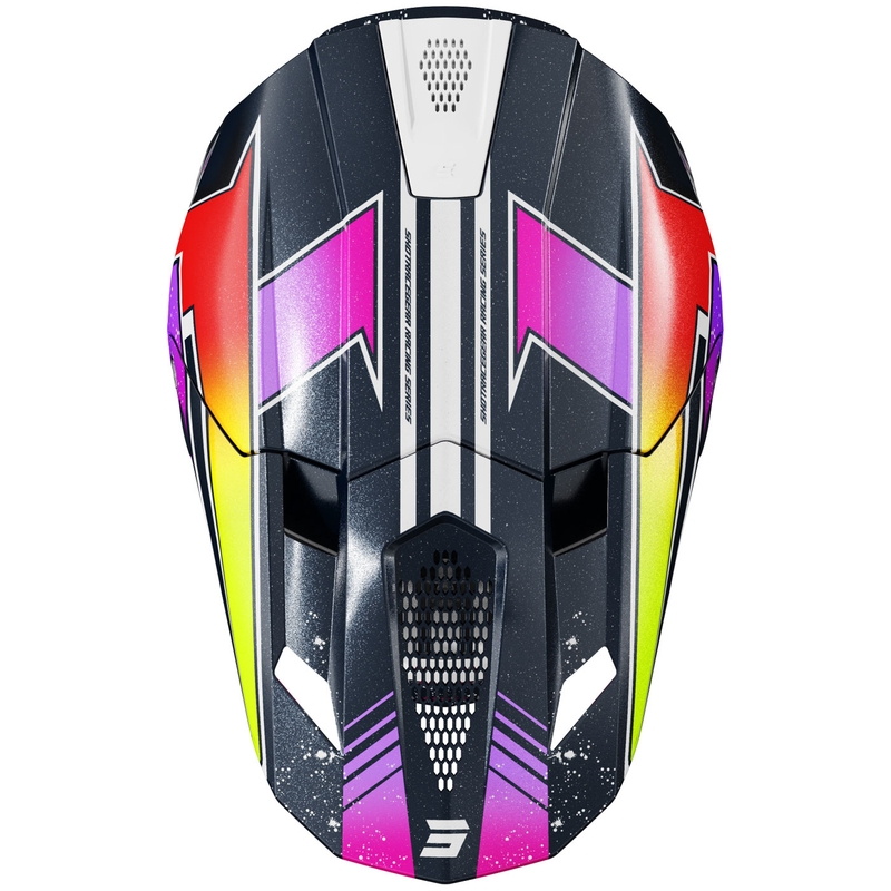 Motokros čelada Shot Lite Racing biserno modro-fluo rumena