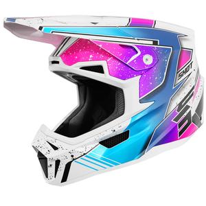 Motokros čelada Shot Lite Racing biserno bela-roza