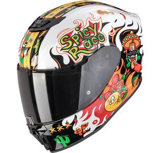 Otroška motoristična čelada Scorpion EXO-JNR Air Yucatan bela-oranžna-črna