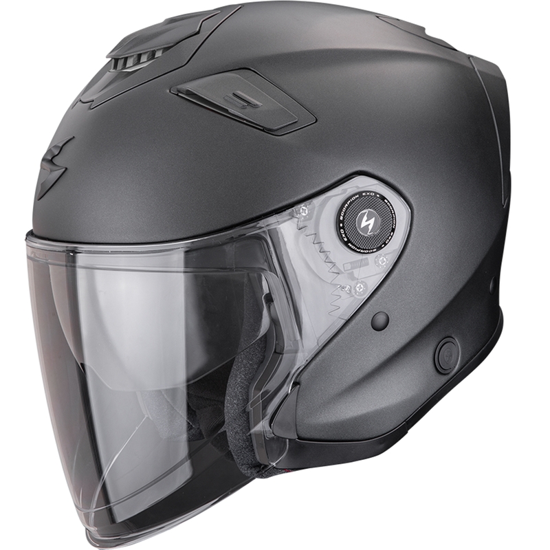 Moto čelada Scorpion EXO-GT Jet Solid z odprtim obrazom, mat biserno črna