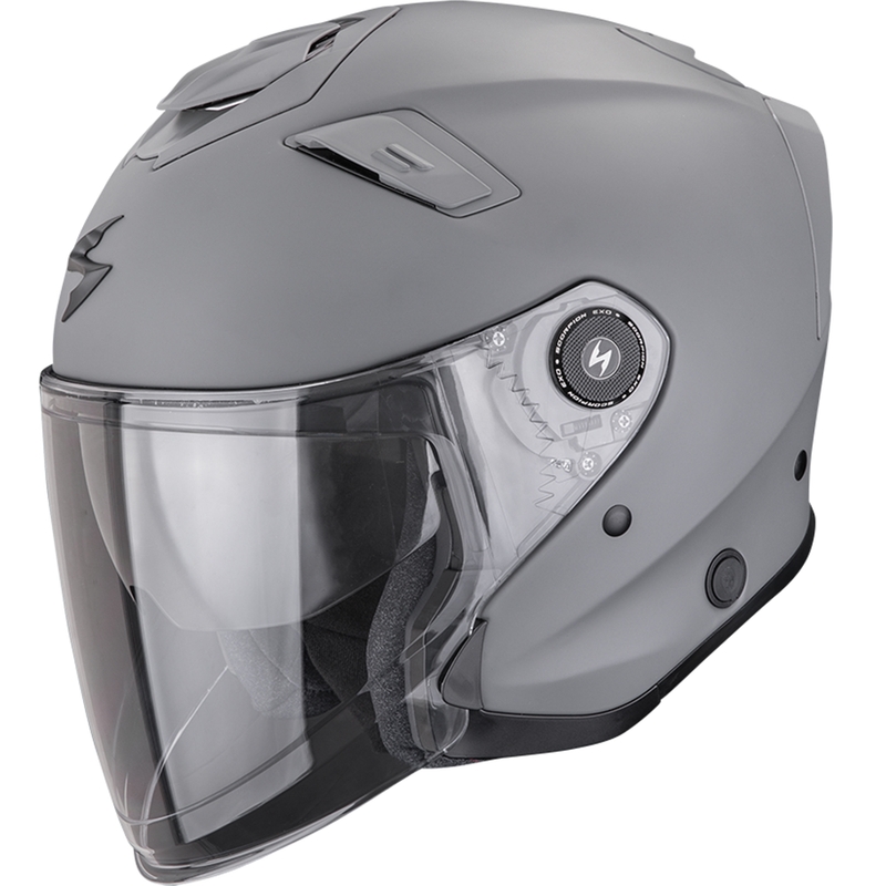 Moto čelada Scorpion EXO-GT Jet Solid z odprtim obrazom, mat cementno siva
