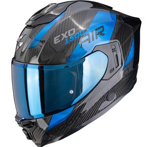 Motociklistična čelada Scorpion EXO-1500 Carbon Air Plated z integriranim obrazom, črno-modra