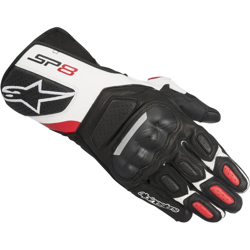 Alpinestars SP-8 črno-bele-rdeče rokavice