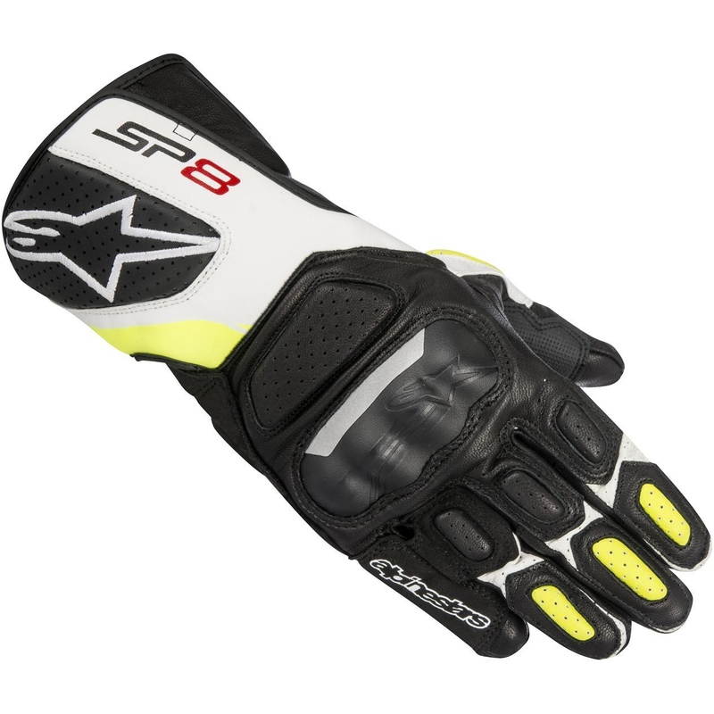 Alpinestars SP-8 motoristične rokavice črne, bele in rumene barve