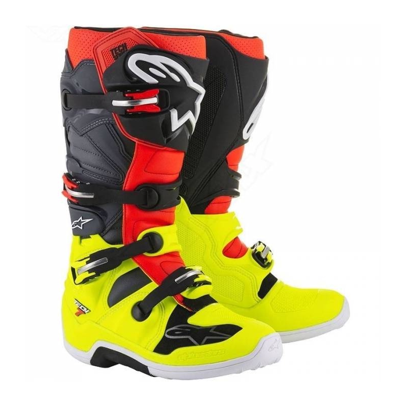 Alpinestars Tech 7 rdeče-fluo rumeni motoristični škornji