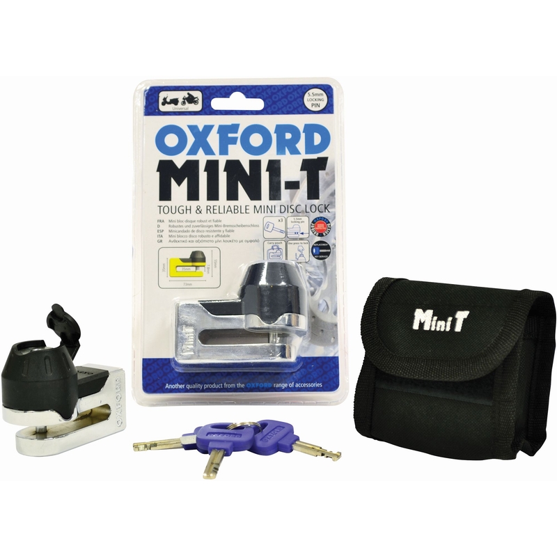 Ključavnica za disk zavore Oxford Mini T krom