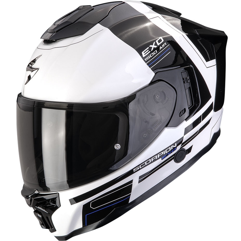 Scorpion EXO-1500 Air Dual motoristična čelada z integriranim obrazom, belo-črno-modra