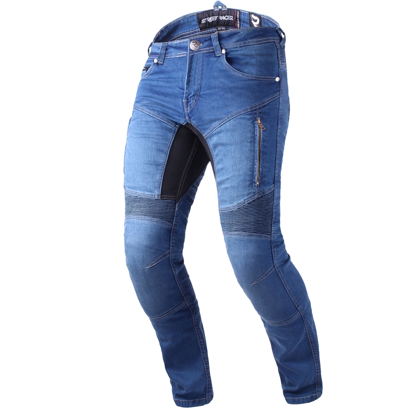 Modre motoristične kavbojke Street Racer Stretch II CE
