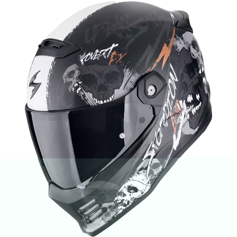 Integralna motoristična čelada Scorpion COVERT FX SKULLZ mat črno-sivo-zlata