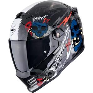 Scorpion COVERT FX SKULLZ integralna motoristična čelada črno-sivo-rdeča
