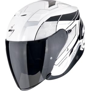 Odprta motoristična čelada Scorpion EXO-Z1 VUE bela-črna-srebrna