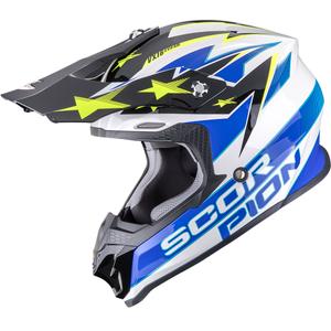 Motokros čelada Scorpion VX-16 EVO Air Patriot belo-modro-rumena