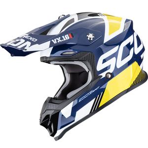 Motokros čelada Scorpion VX-16 EVO Air Analog belo-modro-rumena