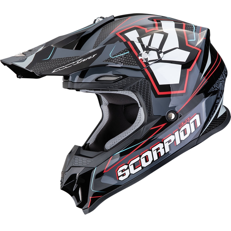 Čelada za motokros Scorpion VX-16 EVO Air ROK črno-sivo-rdeča