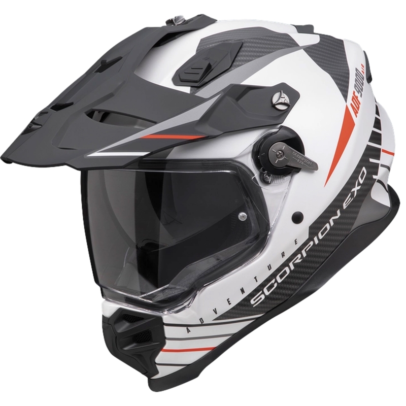 Enduro čelada Scorpion ADF-9000 Air Feat mat belo-črno-rdeča