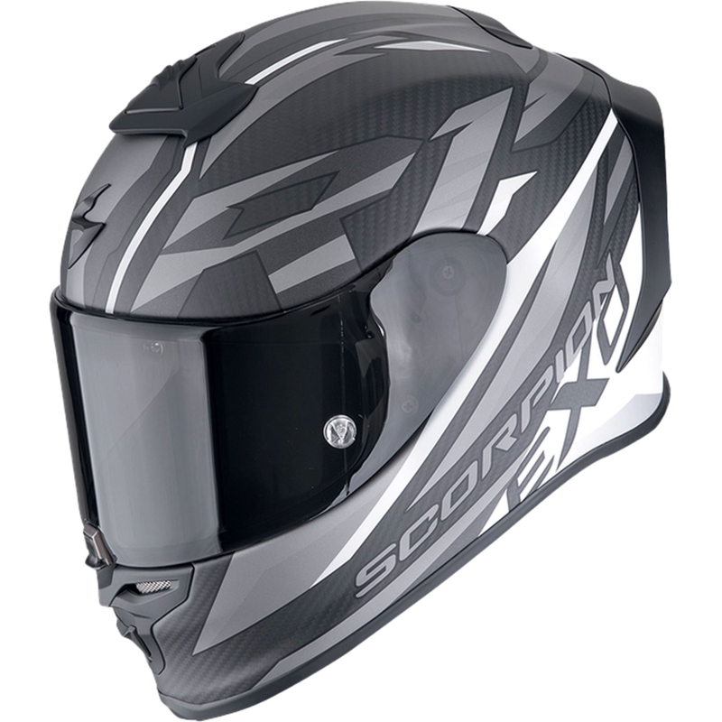 Integralna motoristična čelada Scorpion EXO-R1 EVO CARBON AIR RUNNER mat črno-bela