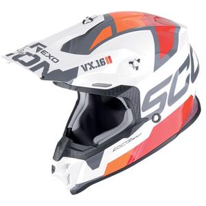 Motokros čelada Scorpion VX-16 EVO AIR ANALOG belo-oranžna