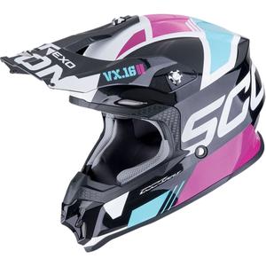 Motokros čelada Scorpion VX-16 EVO AIR ANALOG metalik črno-modra-roza