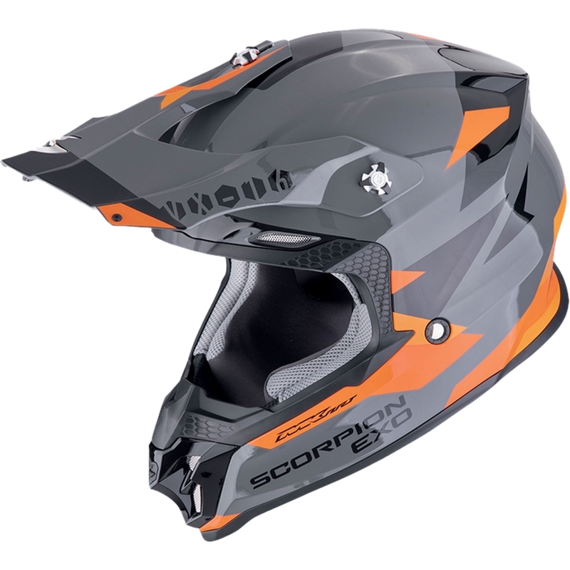 Motokros čelada Scorpion VX-16 EVO AIR ROD sivo-oranžna