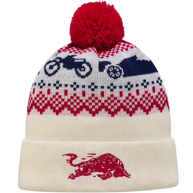Red Bull XMAS Beanie belo-rdeča
