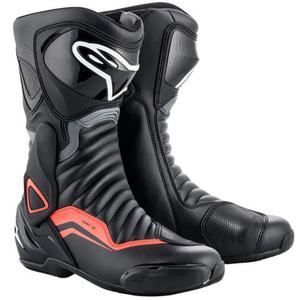 Moto škornji Alpinestars S-MX 6 črno-sivo-fluo rdeča