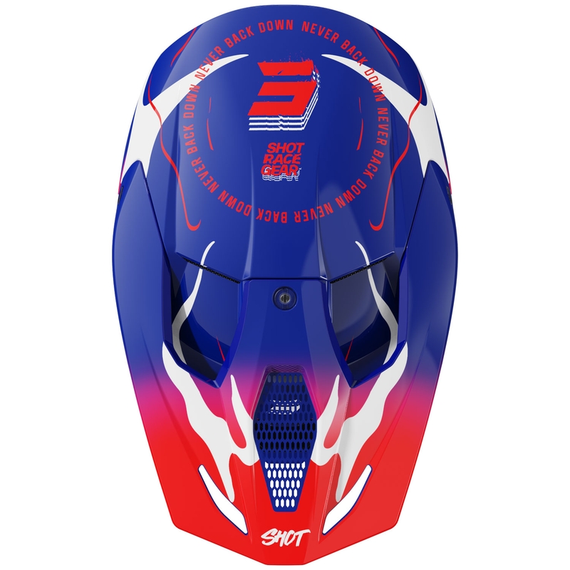Otroška motokros čelada Shot Furious Beast, sijajna modro-rdeča