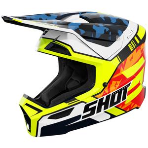 Otroška motokros čelada Shot Furious Flash, sijajna modro-fluo rumena