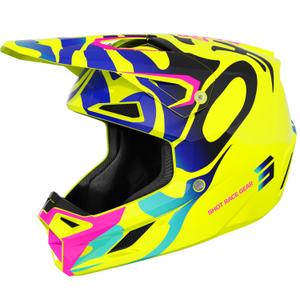 Otroška motokros čelada Shot Speed Ghost, sijoča fluorescentno rumena
