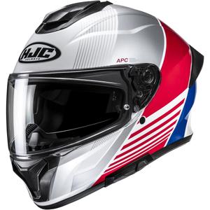 Motoristična čelada HJC C71 Morix MC21 z integriranim obrazom, belo-rdeče-modra