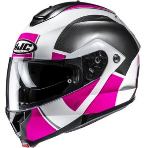Motoristična čelada HJC C91N Jyn MC8, črno-belo-roza