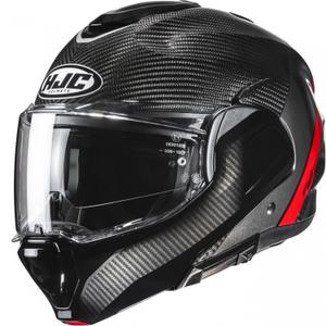 Moto čelada HJC F100 Carbon Stan MC1 zložljiva, črno-rdeča