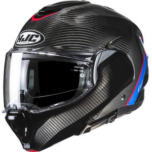 Preklopna motoristična čelada HJC F100 Carbon Stan MC21 črno-modro-rdeča