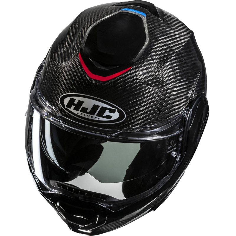 Preklopna motoristična čelada HJC F100 Carbon Stan MC21 črno-modro-rdeča