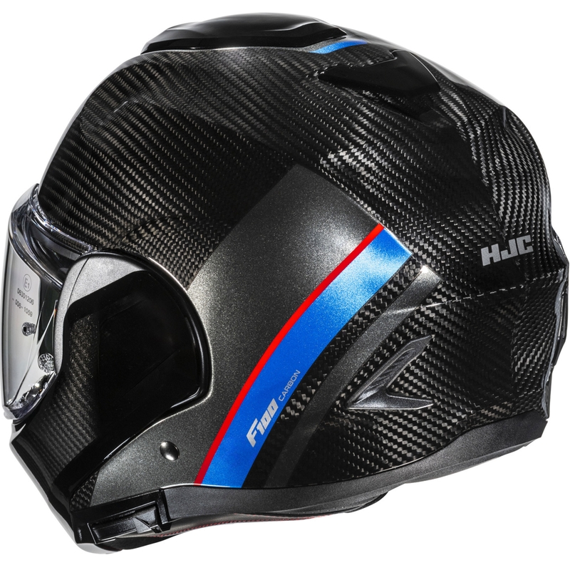 Preklopna motoristična čelada HJC F100 Carbon Stan MC21 črno-modro-rdeča