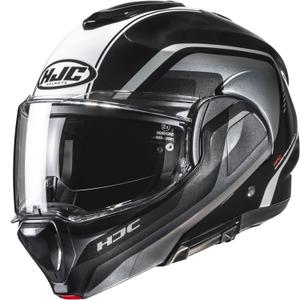 Preklopna motoristična čelada HJC F100 Reff MC21 črno-srebrno-bela