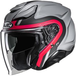 Odprta motoristična čelada HJC F31 Bask MC1SF sivo-rdeče-črna
