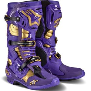 Vijolično-zlati motoristični škornji Alpinestars Tech 10 Limited Edition Champ
