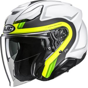 Odprta motoristična čelada HJC F31 Bask MC3HSF bela-siva-fluo rumena