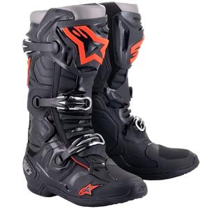 Motoristični škornji Alpinestars Tech 10 črno-fluo rdeče-sivi
