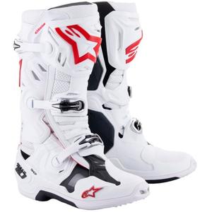 Alpinestars Tech 10 Supervented motoristični škornji perforirani belo-rdeči-črni