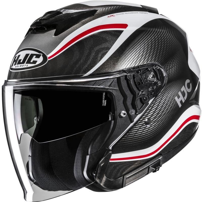 Odprta motoristična čelada HJC i31 Depe MC1 črno-belo-rdeča