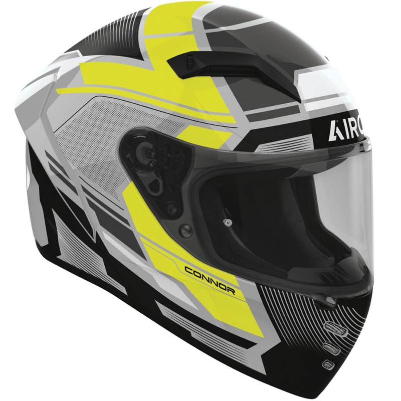 Airoh CONNOR Ego motoristična čelada z integriranim obrazom, sijajna fluo rumena