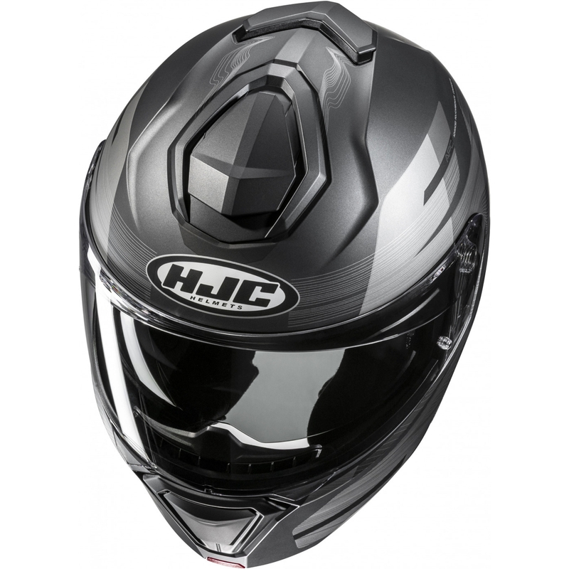Preklopna motoristična čelada HJC i91 Dusk MC5SF črno-siva