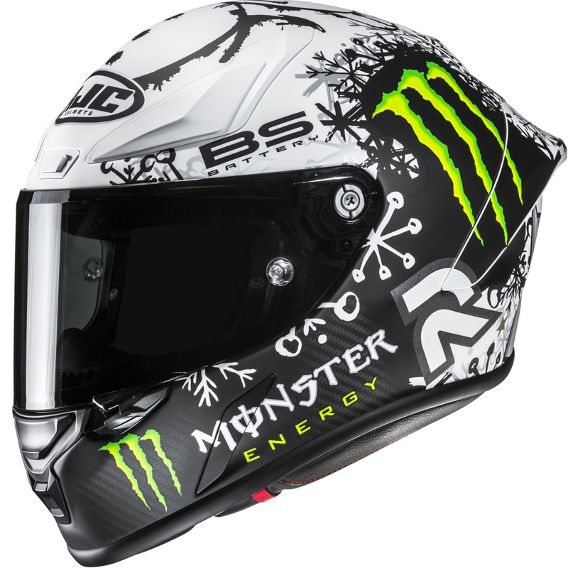 Celoobrazna motoristična čelada HJC RPHA 1 V2 CARBON Snow Diablo MC10SF črno-bela